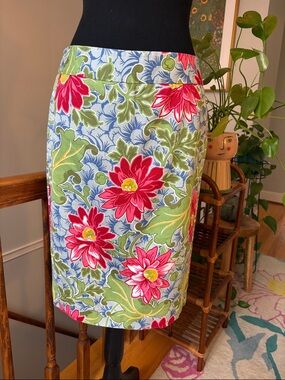 Talbots Floral Pencil Skirt in Blue, Pink, Green